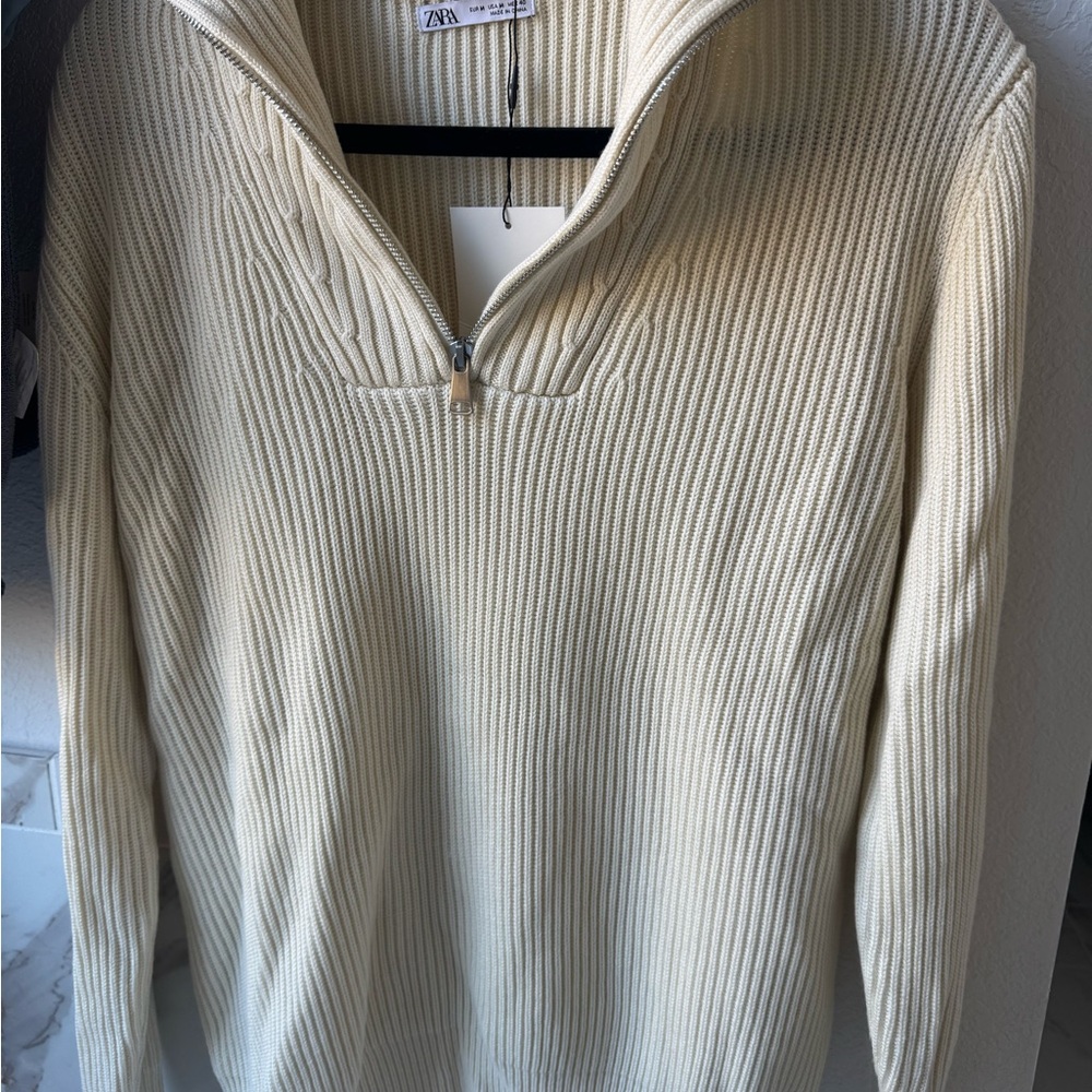Zara Cream Ribbed Sweater